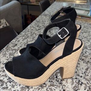 Black Wedge Sandals
